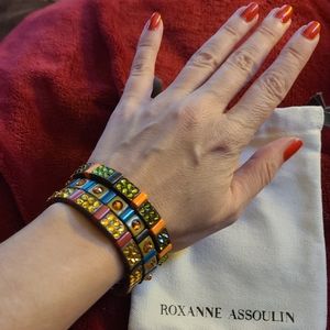 Set of 3 NWOT Roxanne Assoulin jeweled color block bracelets